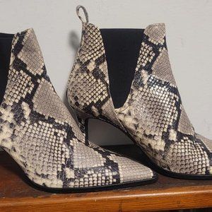 faux snake skin slip on ankle booty